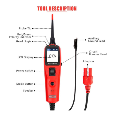 Autel PowerScan PS100 Automotive Circuit Tester Electrical System Diagnosis Tool Car Circuit Voltage Tester Digital Voltmeter Support Read Voltage, Current and Resistance