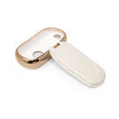New Aftermarket Nano High Quality Gold Leather Cover For Buick Remote Key 3 Buttons White Color BK-A13J4 | Emirates Keys -| thumbnail