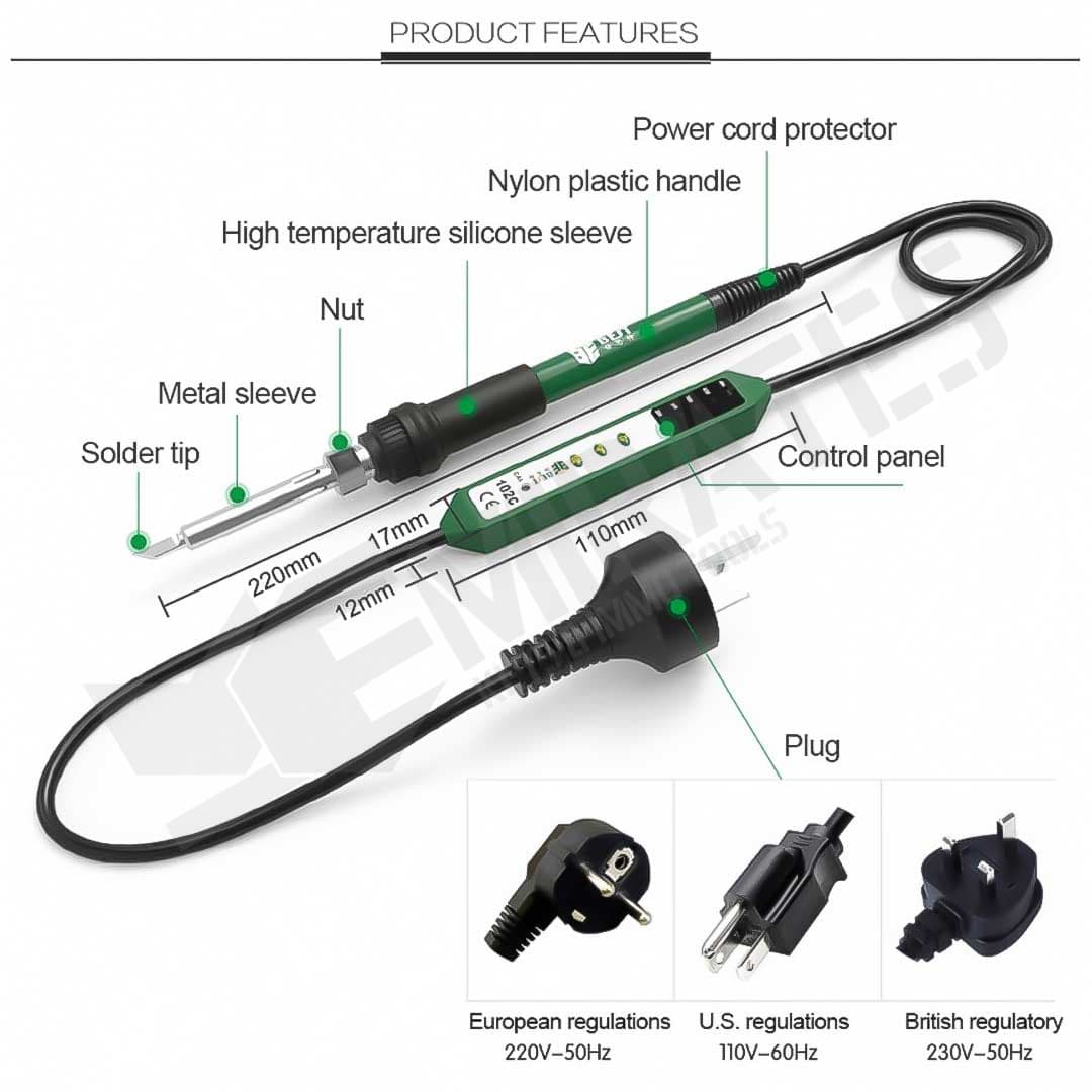 Power cord protector Nylon plastic handle High temperature silicone sleeve - Metal sleeve - Control panel 