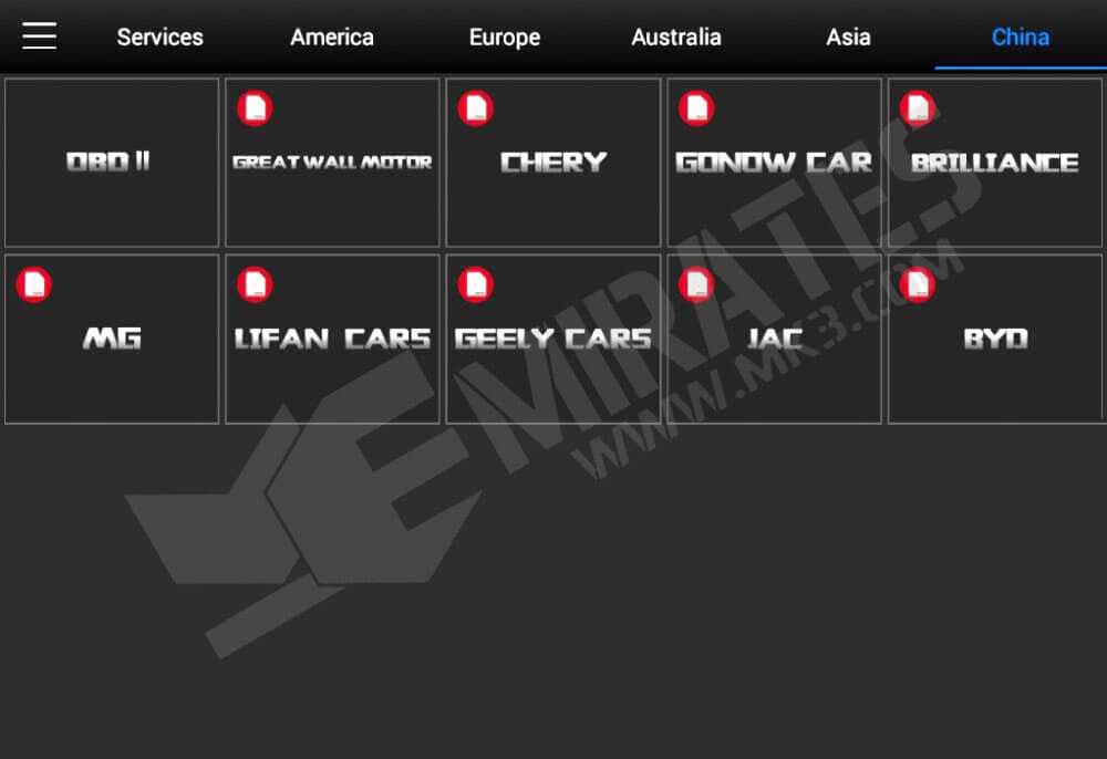 XTOOL PS90 Pro China Car Models