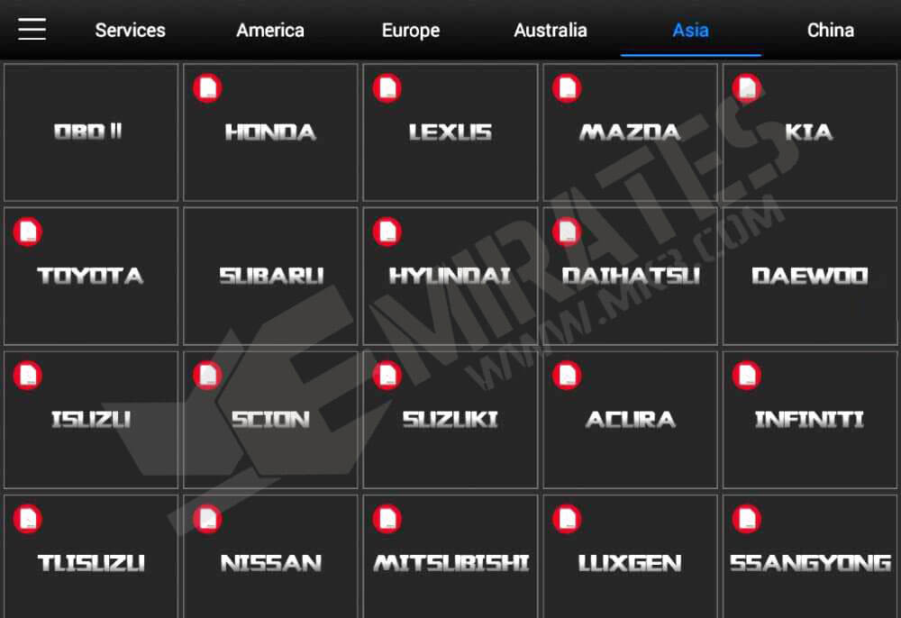 XTOOL PS90 Pro asia Car Models