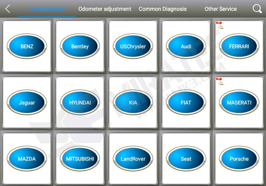 X100PAD Elite Menu Options