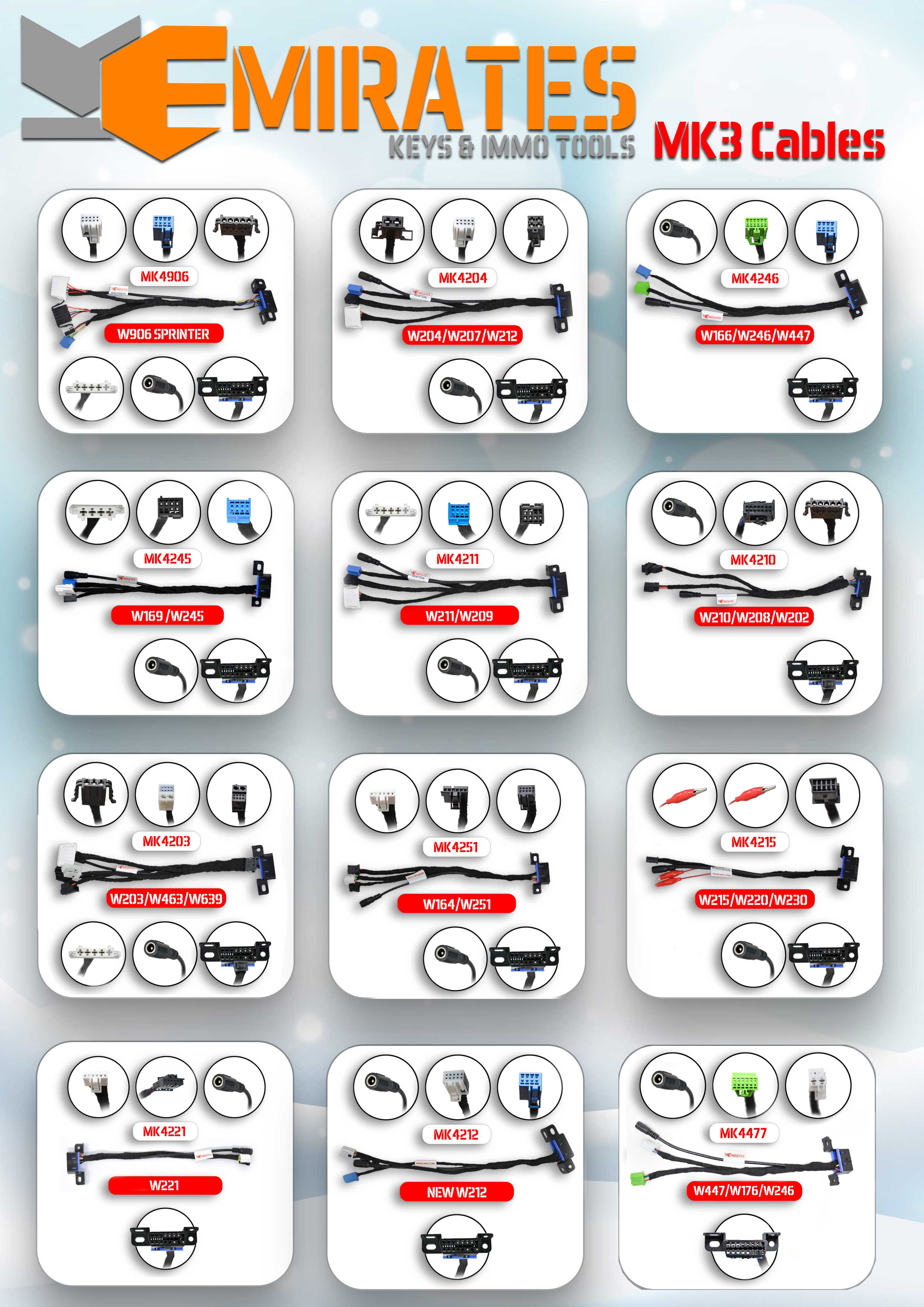 New Mercedes EIS ESL Testing Cable Set Reading Password Works With Abrites, VVDI MB Tool, CGDI MB And Autel | Emirates Keys Cables