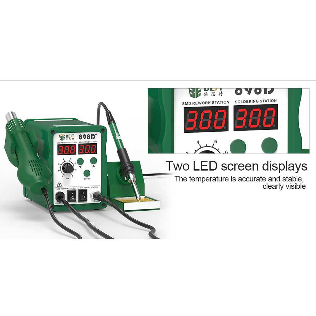 BST-898D 2 In 1 SMD Rework Station  Hot Air Gun Soldering Station Welding Solder Iron For IC SMD DE soldering Rework station 220v  | Emirates Keys