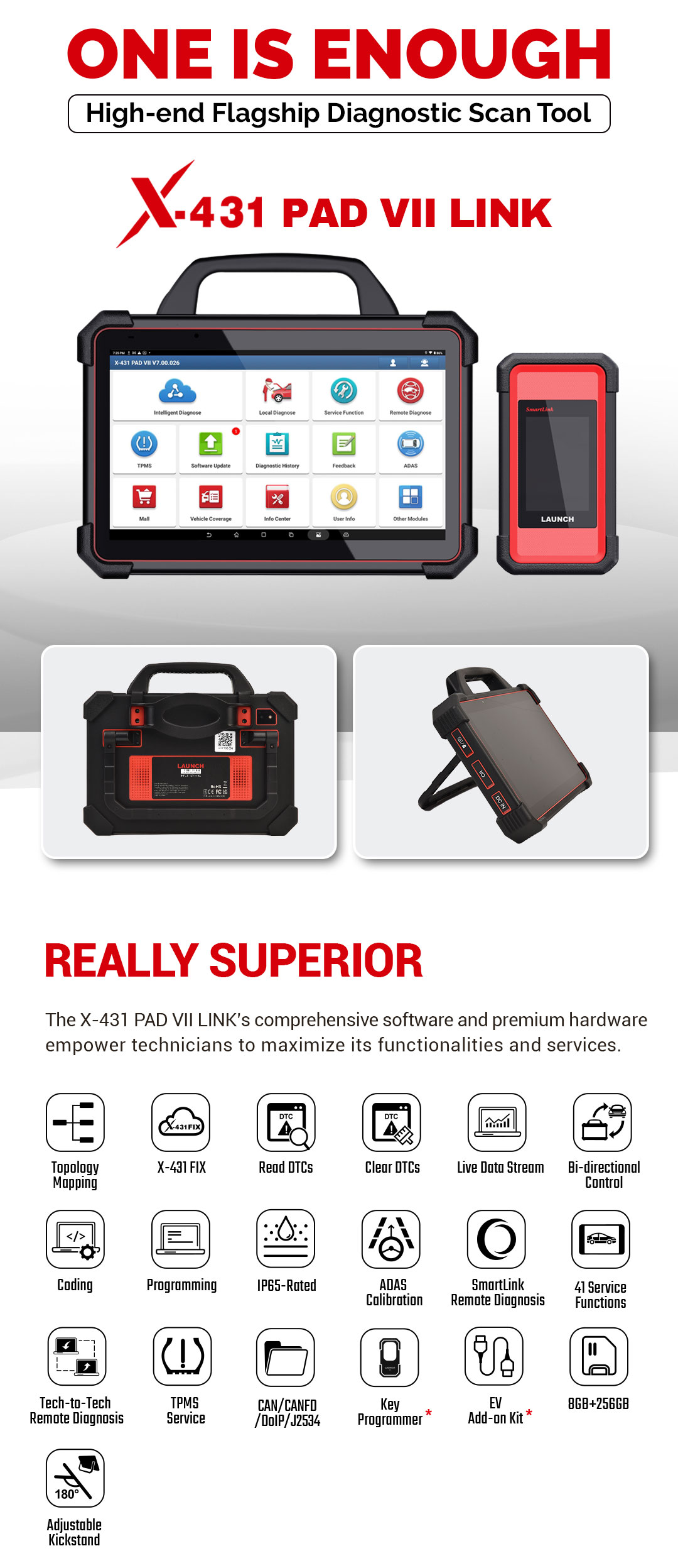 New Launch X-431 PAD VII LINK High-end Flagship Diagnostic Tool Comes With The ADAS Calibration Function, 39 Service Functions, TPMS Service And Multiple Extended Modules Functions | Emirates Keys
