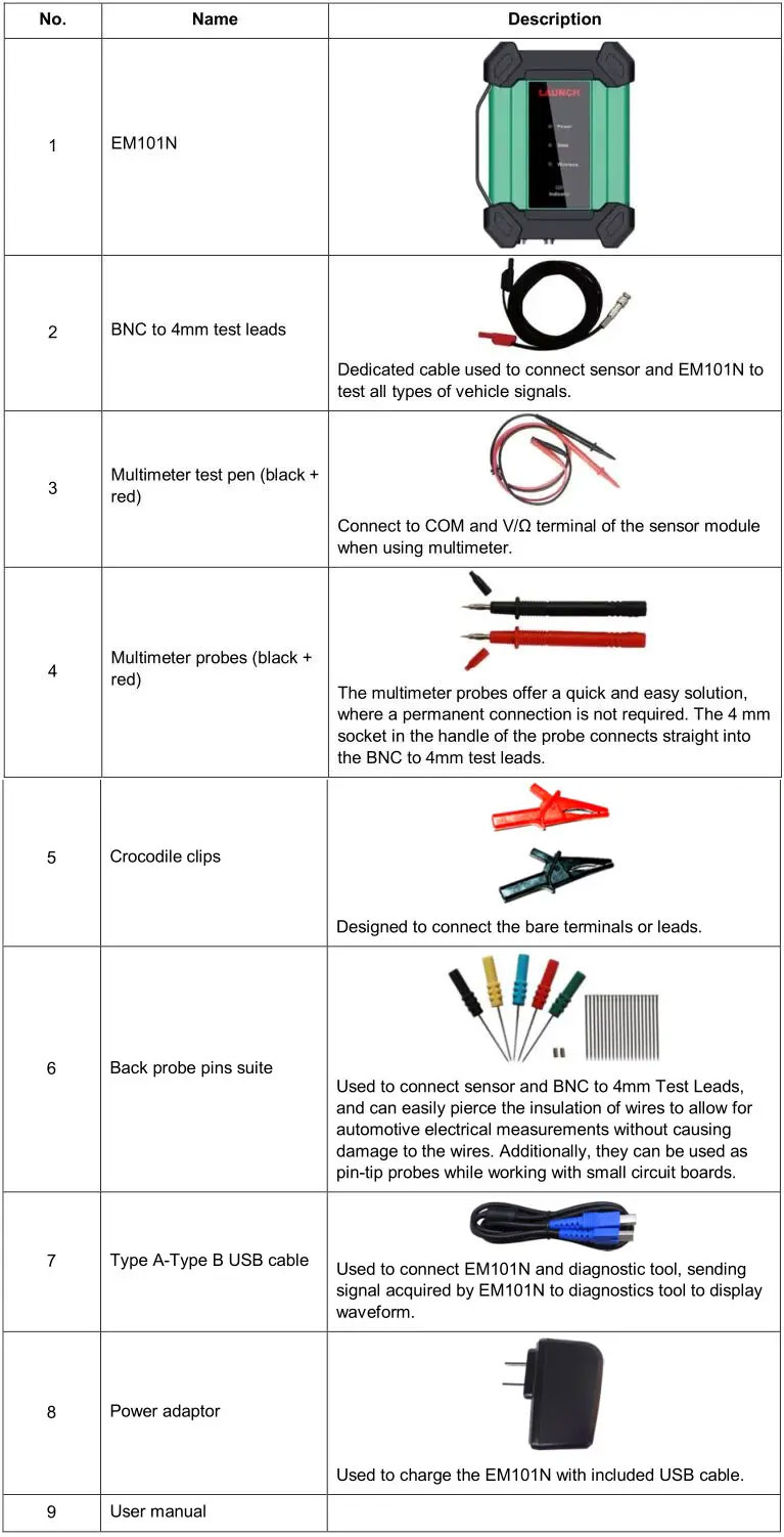 Launch EM101N EV Oscilloscope & Multimeter Package