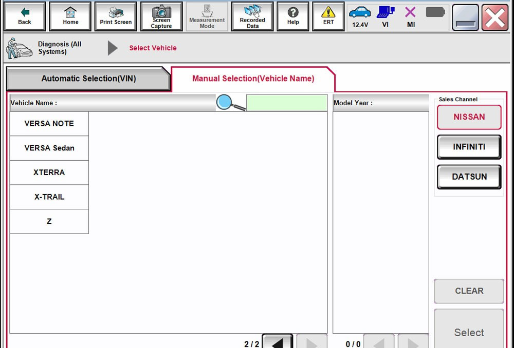 vxdiag nissan vehicle list 2
