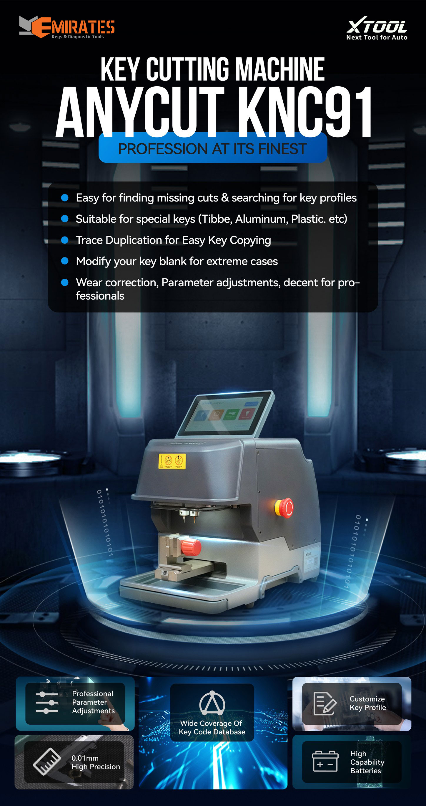 New XTOOL KNC91 Automatic Smart Key Cutting Machine Can Work With XTOOL X100 Pad Elite Device | Emirates Keys