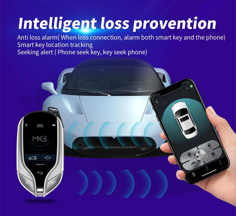 New Aftermarket LCD Universal Modified Smart Remote Key PKE System For All Keyless Car Maserati Style Silver Color | Emirates Keys