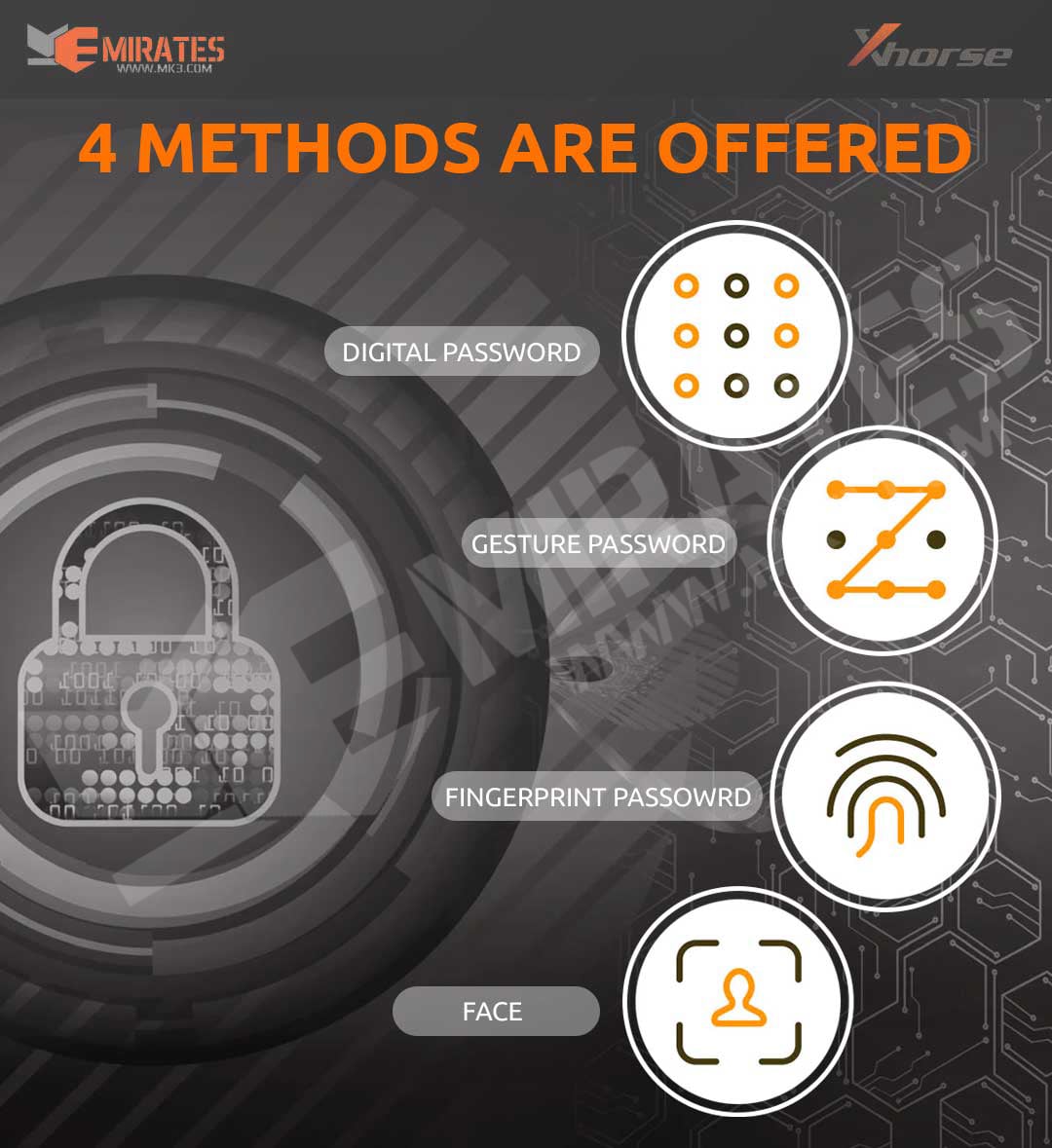 Digital Password - Gesture Password - Fingerprint Passwords - Face