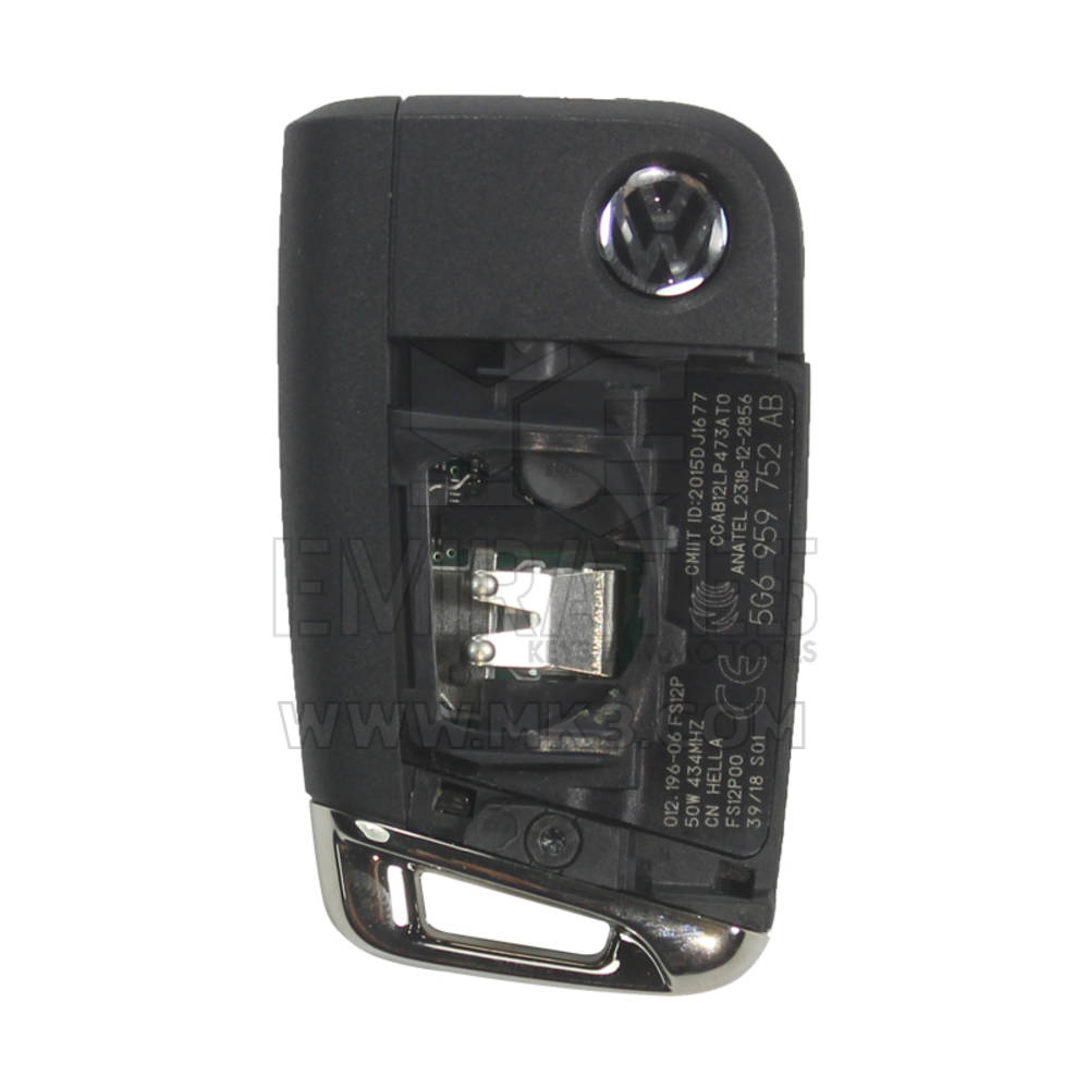 À VENDA - VW 2019 MQB Flip Remote Key 3 Botões 433MHz Megamos AES Versão Hardware H91 Versão Software 006A P/N 5G6959752AG -