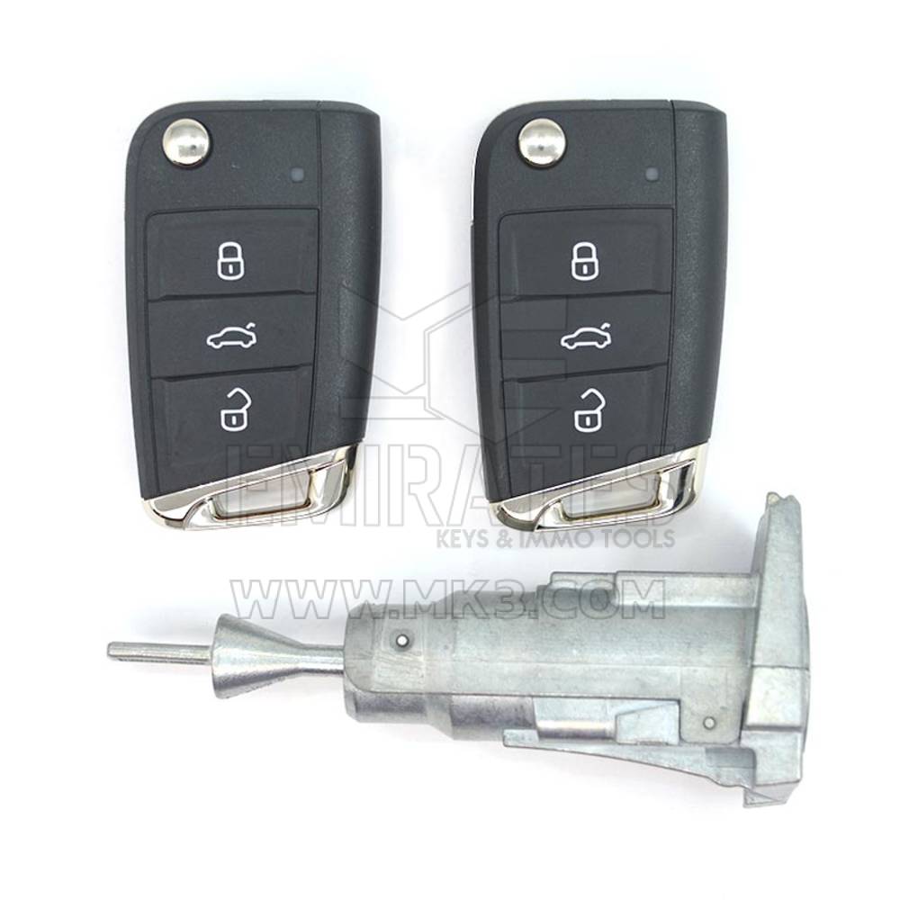 Volkswagen MQB BG New Type Genuine 2x Flip Remote Key 3 Buttons 433MHz With Lock Set