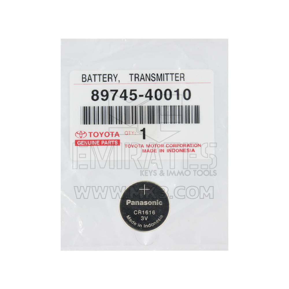 Toyota Panasonic Genuine / OEM CR1616 Battery OEM Part Number: 89745-40010 | Emirates Keys