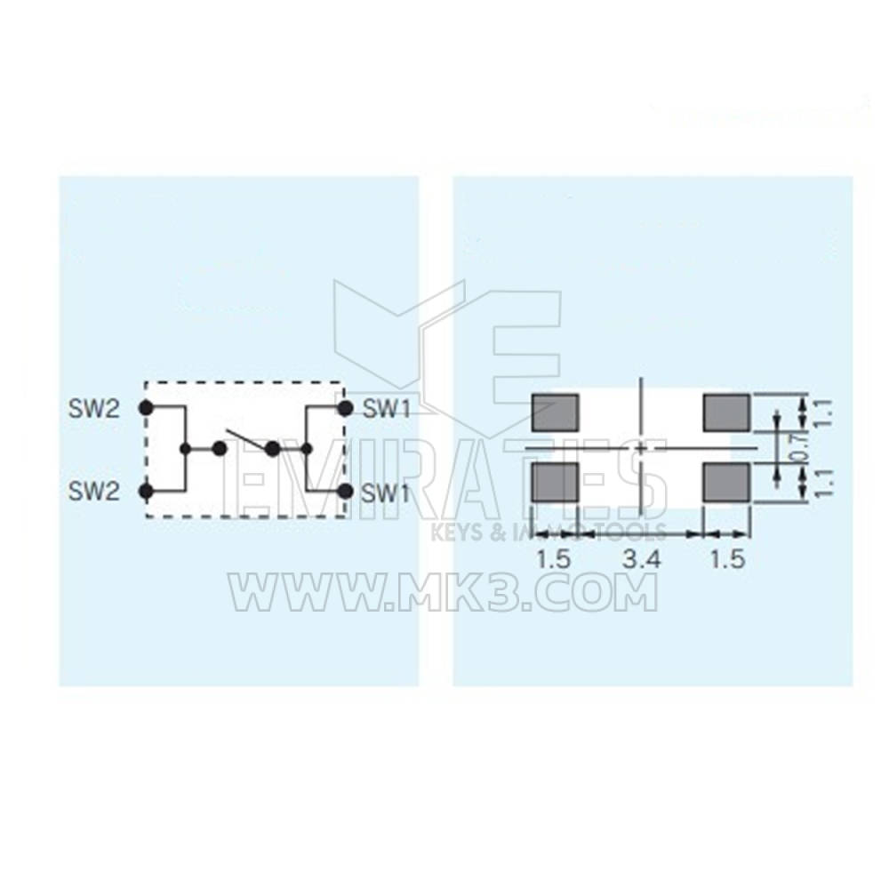 Bouton Tactile Switch Original pour Toyota Smart Remote keys 4.9X3.2X2.5H - MK17020 - f-2