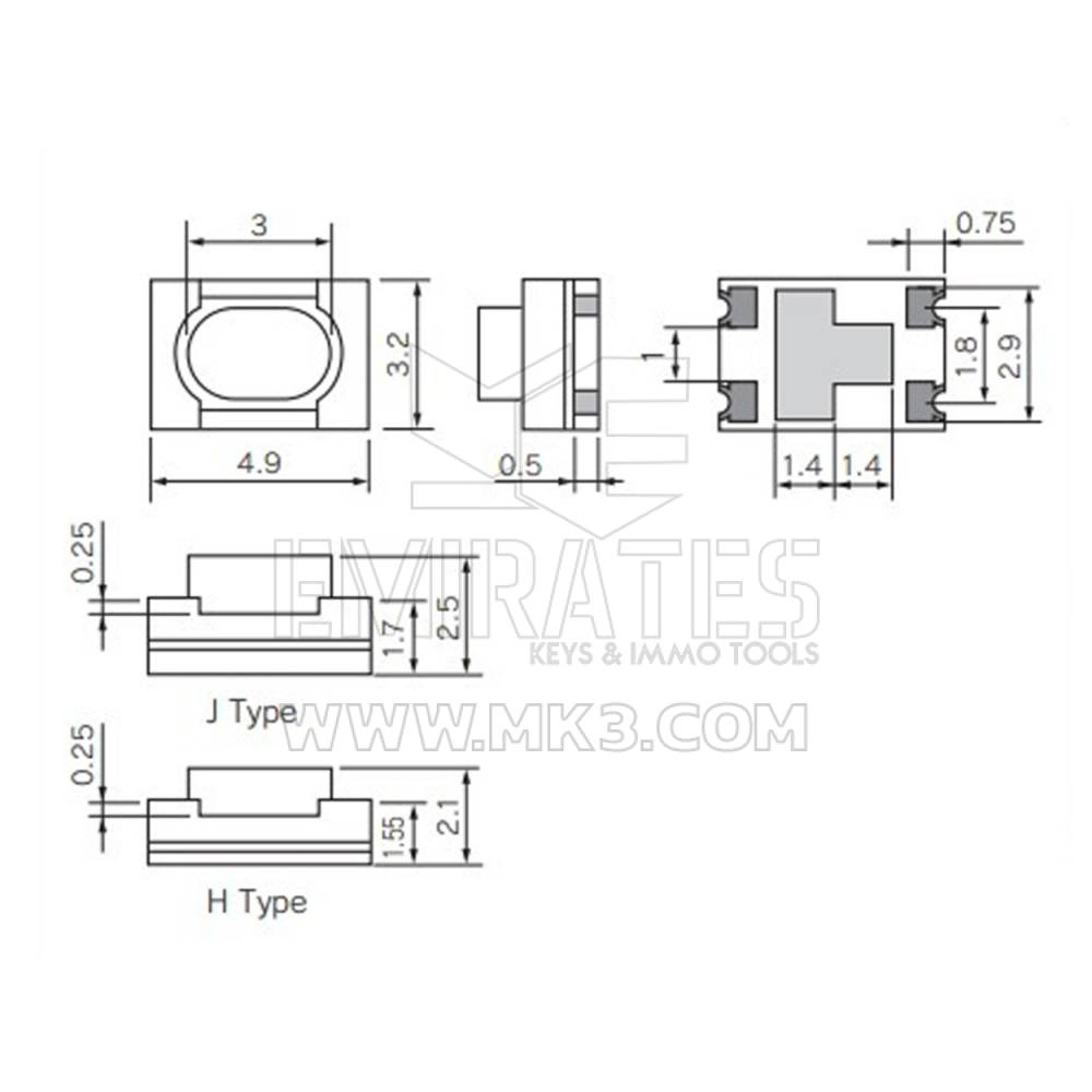 مفتاح اللمس زر أصلي لمفاتيح تويوتا الذكية عن بعد 4.9X3.2X2.5H - MK17020 - f-3