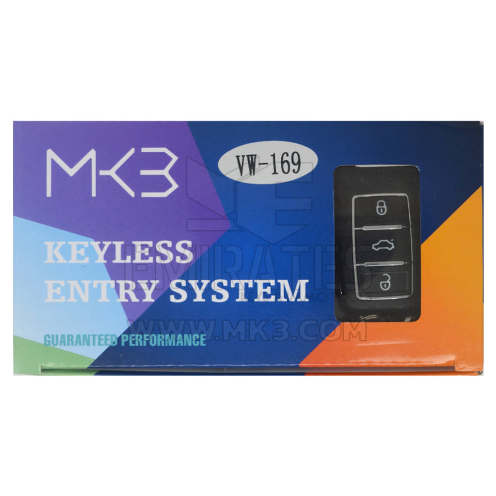 Sistema de entrada keyless de 3 botões da  VW Chrome modelo VW169 - MK18872 - f-3