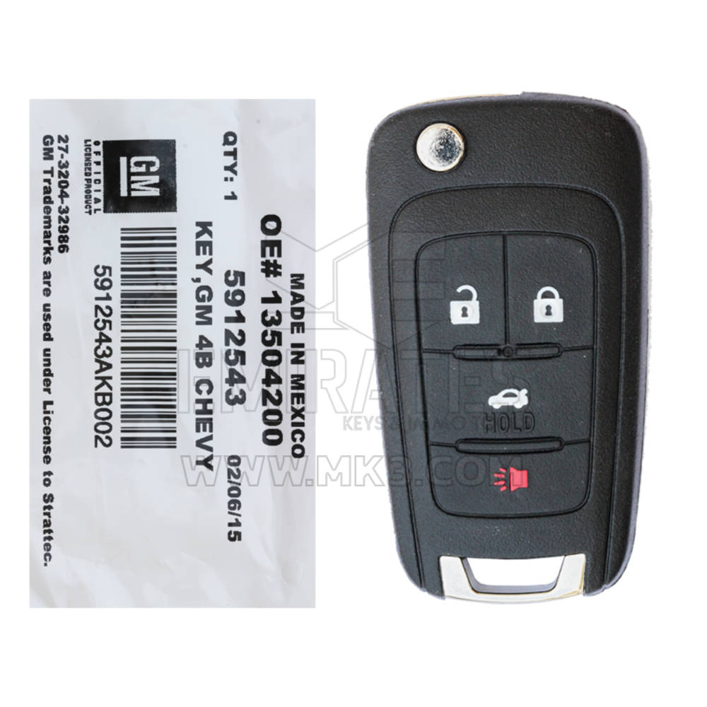 جديد شيفروليه كامارو كامارو كروز إمبالا إكوينوكس ماليبو 2010-2017 Flip Remote Key 4 أزرار 315MHz 5912543 STARTTEC 13504200 OEM / FCCID: OHT01060512