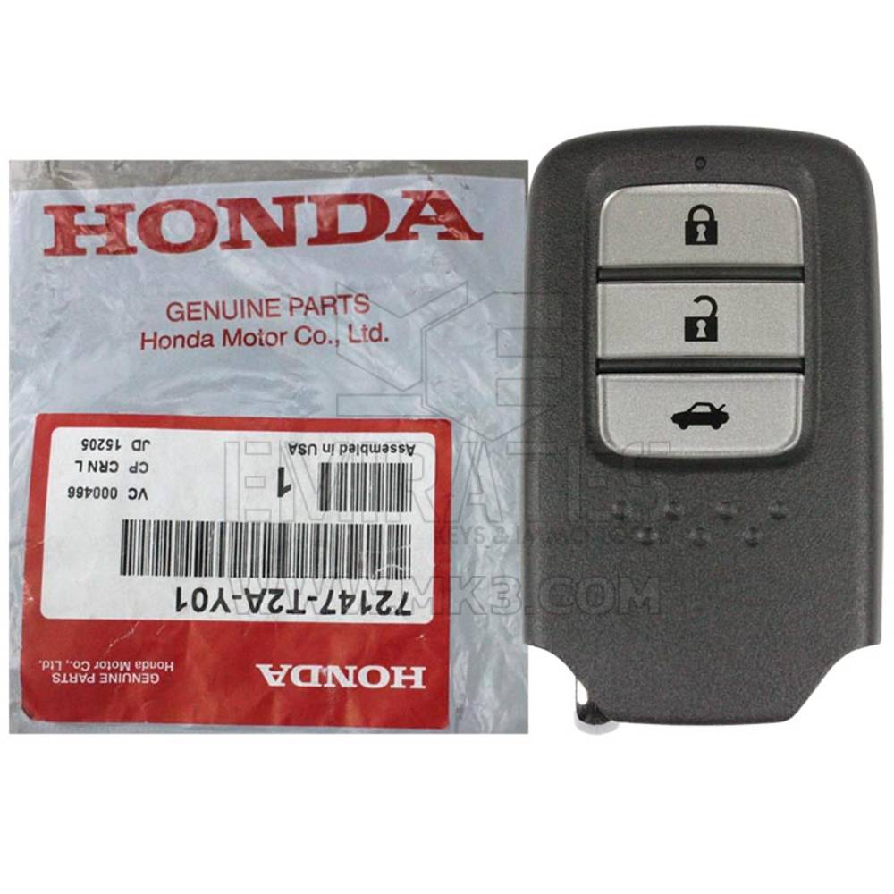 Yeni Honda Accord 2013-2017 Orijinal Akıllı Uzaktan Anahtar 433MHz 3 Düğme OEM Parça Numarası: 72147-T2A-Y01 / 72147-T2G-A61 | Emirates Anahtarları