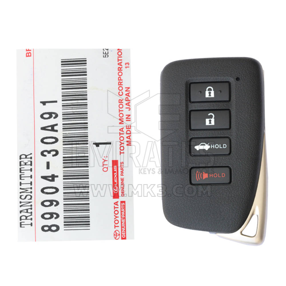 Абсолютно новый Lexus GS ES 2013-2015 Оригинальный/OEM Smart Key Remote 4 кнопки 315MKz 89904-30A91, 89904-30A31 / FCCID: HYQ14FBA