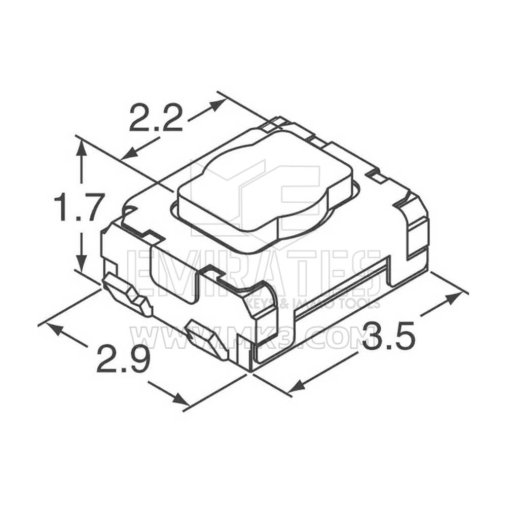 Interrupteur à bouton d'origine pour Chrysler Jeep Dodge Smart Key Panasonic 2.9 x 3.5 x 1.7H Numéro du produit du fabricant : EVP-AAN02Q | Clés Emirates