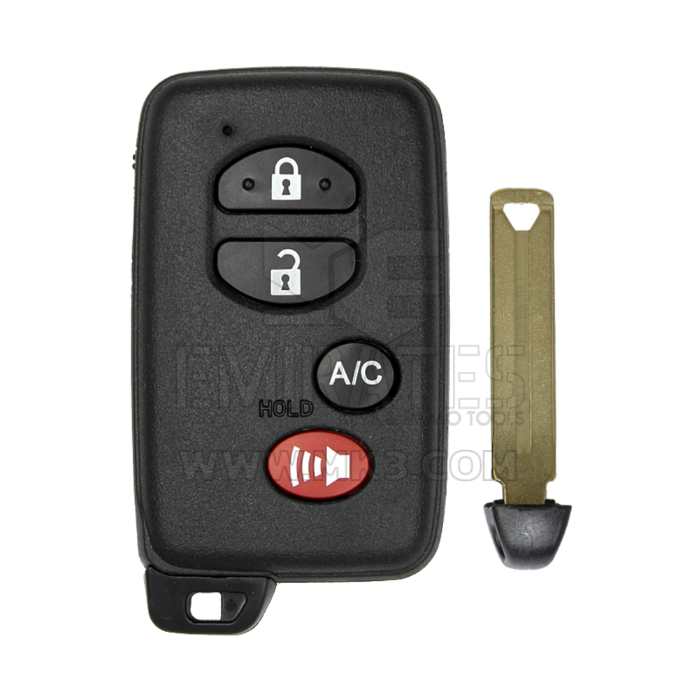 Coque de clé télécommande intelligente Toyota, 4 boutons, avec bouton panique et A/C, haute qualité, meilleur prix, nouveau marché secondaire | Clés des Émirats