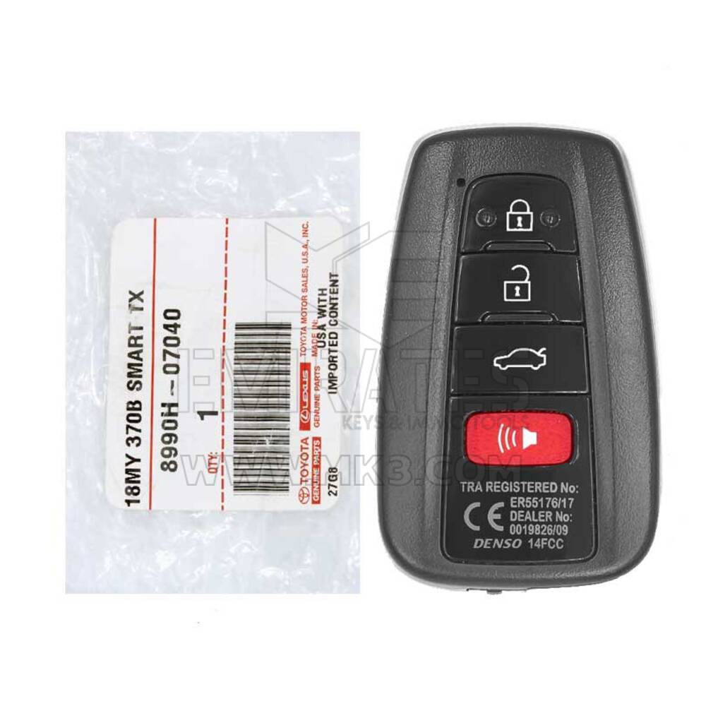 NEW Toyota Avalon 2019 Genuine/OEM Smart Remote Key 4 Buttons 433MHz Manufacturer Part Number: 8990H-07040 / FCCID : 14FCC | Emirates Keys
