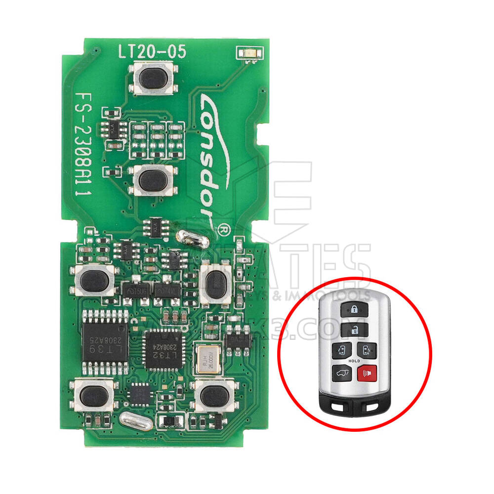 Lonsdor LT20-05 clé à distance intelligente universelle Toyota PCB 6 boutons 314.35MHz puce 4D