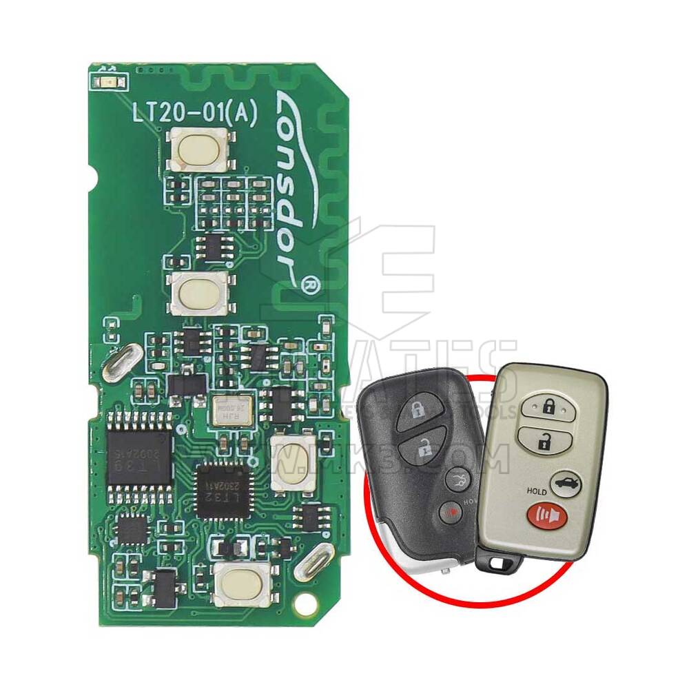 Lonsdor LT20-01J0 جهاز تحكم عن بعد عالمي ذكي PCB 40/80 بت لتويوتا لكزس 4 أزرار 433/315 ميجاهرتز