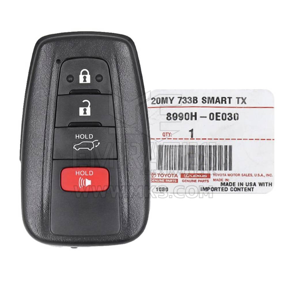 NEW Toyota Highlander 2019-2023 Genuine / OEM Smart Key 4 Buttons 315MHz Manufacturer Part Number: 8990H-0E030 / 8990H-0E020 8990H0E030 / FCCID: HYQ14FBC