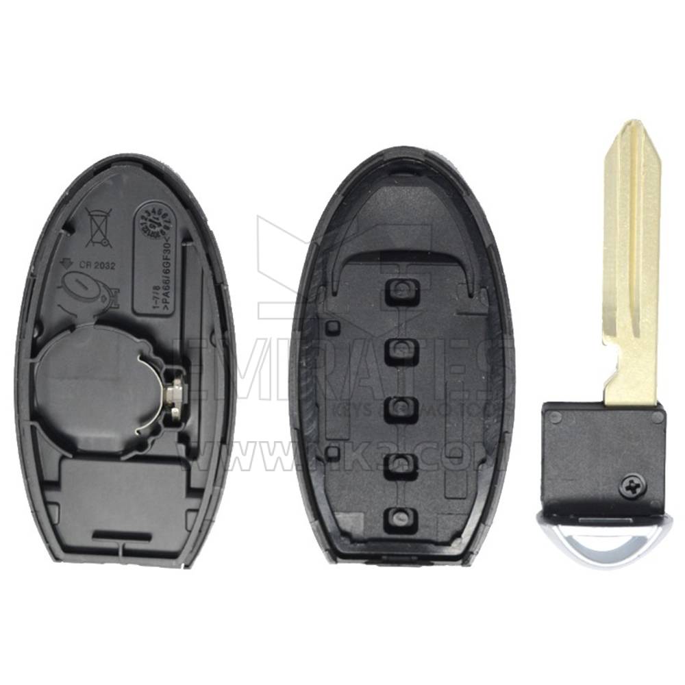 Pós-venda de alta qualidade Infiniti Smart Remote Key Shell 4 + 1 botão esquerdo tipo de bateria, Emirates Keys tampa da chave remota | Chaves dos Emirados