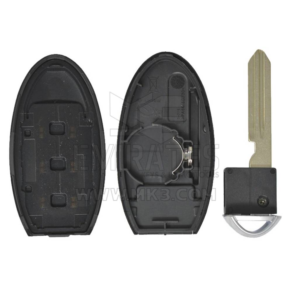 Nuovo aftermarket Guscio remoto Nissan Smart Key 3 pulsanti con scanalatura laterale destra Tipo di batteria Alta qualità Miglior prezzo | Chiavi degli Emirati