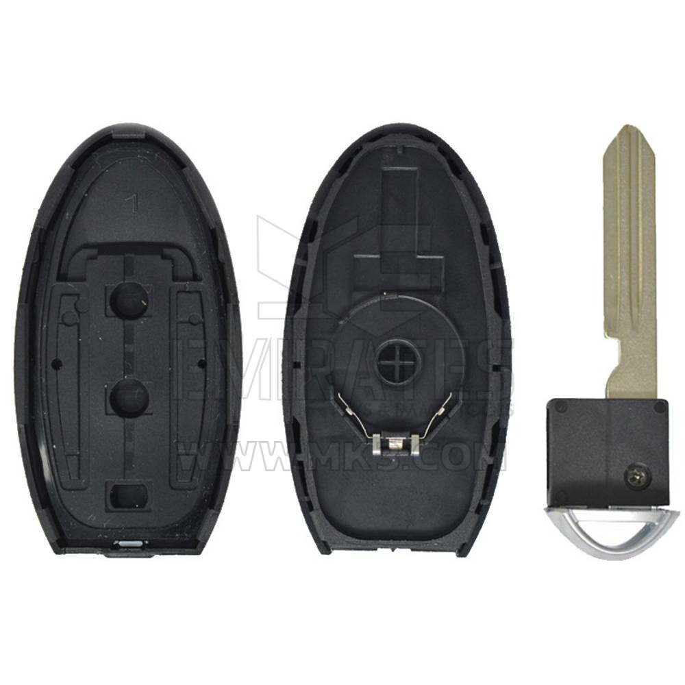 Carcasa de llave inteligente Nissan Infiniti del mercado de accesorios de alta calidad, tipo de batería intermedia de 2 + 1 botones, cubierta de llave remota Emirates Keys | Cayos de los Emiratos