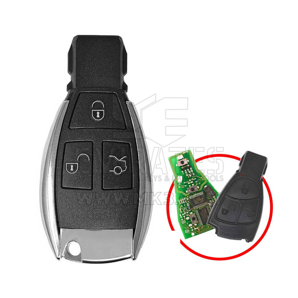 Guscio chiave cromato Mercedes 3 pulsanti modificato per scheda NEC