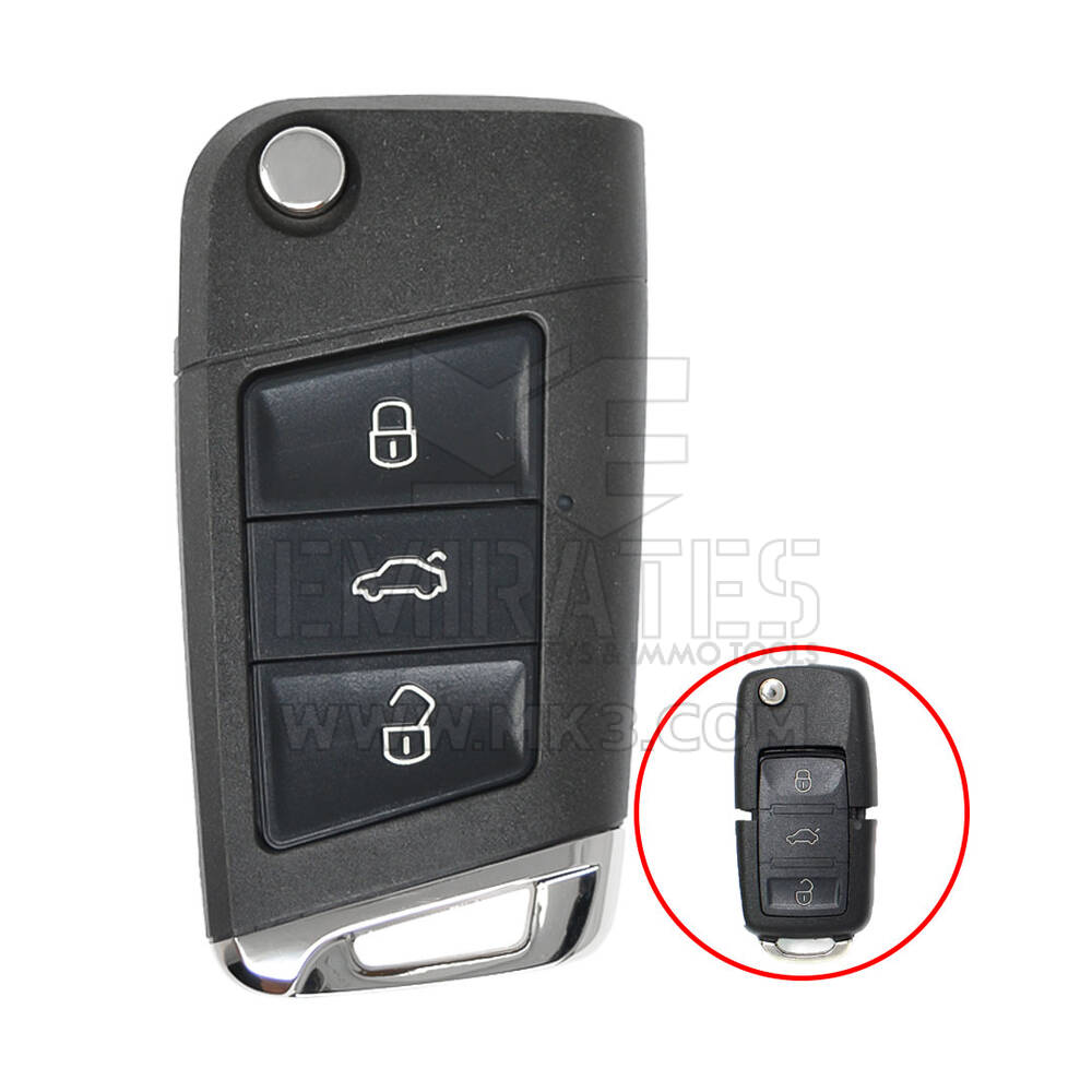 Volkswagen VW Modified Flip Remote Key Shell 3 Buttons HU66 Blade