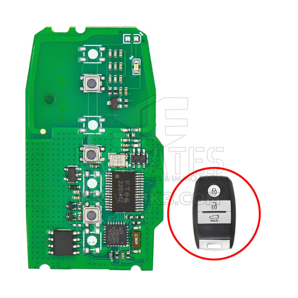 Lonsdor PA7800B Smart Remote Key PCB 3 botões 8A Transponder para Hyundai/Kia