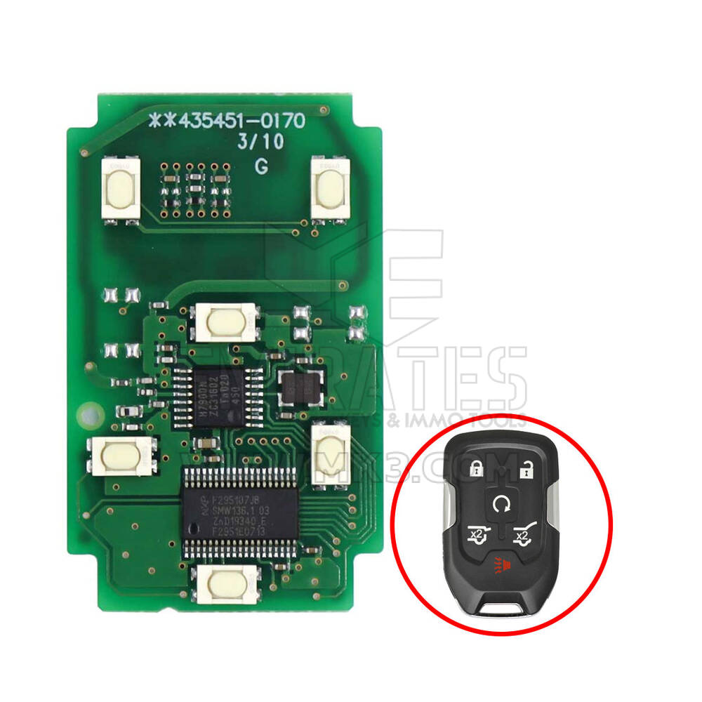 Chevrolet / GMC 2015-2020 Telecomando originale PCB 6 pulsanti 315 MHz 13508278 - 13580804 FCC HYQ1AA