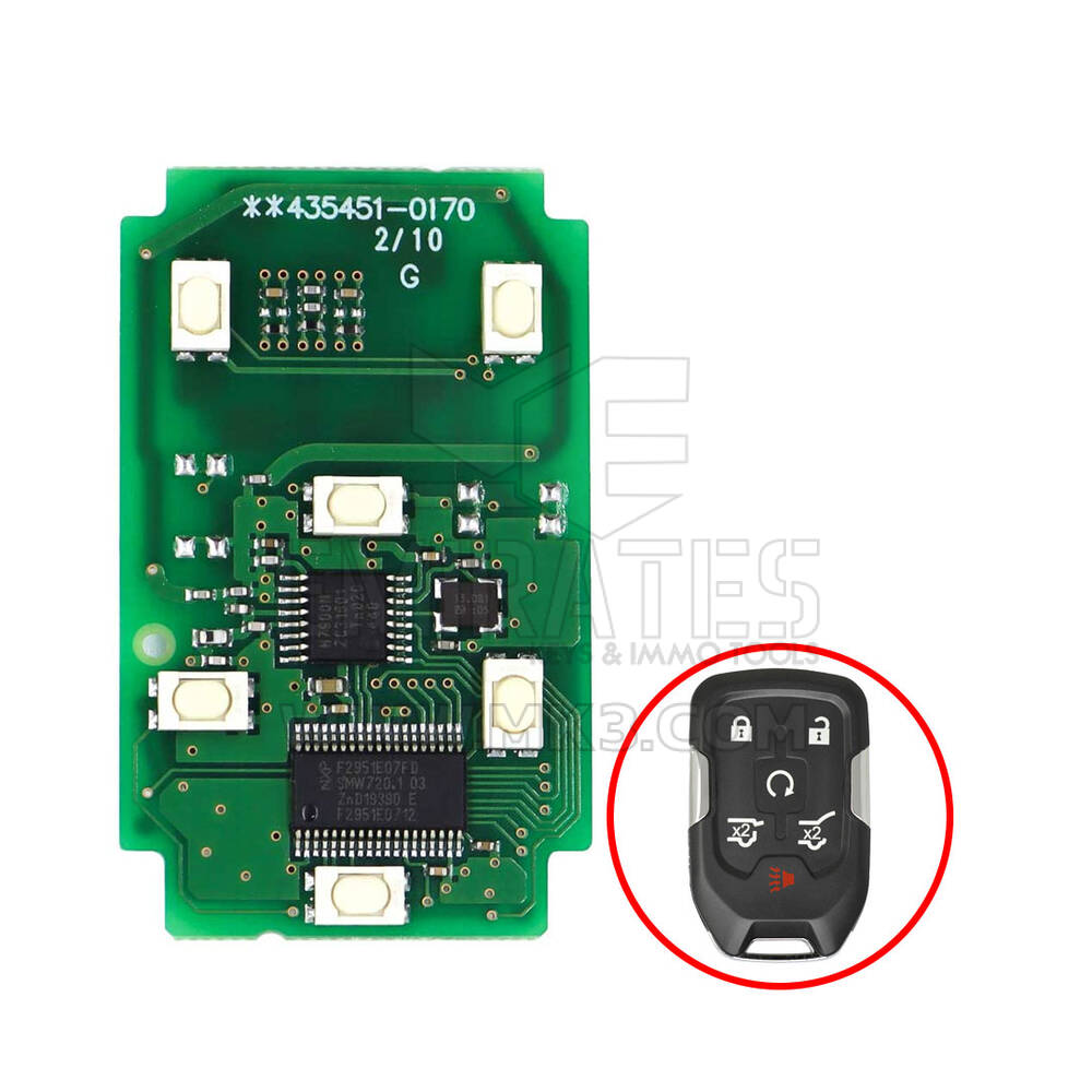 Chevrolet / GMC 2015-2020 Original Remote PCB 6 Buttons 433MHz 13508282 FCC HYQ1EA