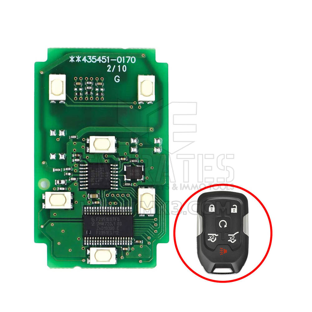 Boutons à distance originaux de la carte PCB 6 de Chevrolet/GMC 2015-2020 433MHz 13508282 FCC HYQ1EA