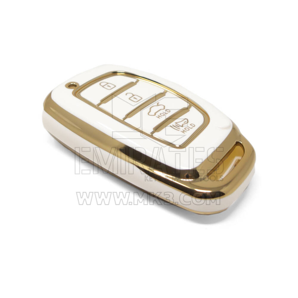 غطاء نانو عالي الجودة جديد لما بعد البيع لسيارة Hyundai Tucson Smart Remote Key 4 أزرار تشغيل تلقائي اللون أبيض | الإمارات للمفاتيح