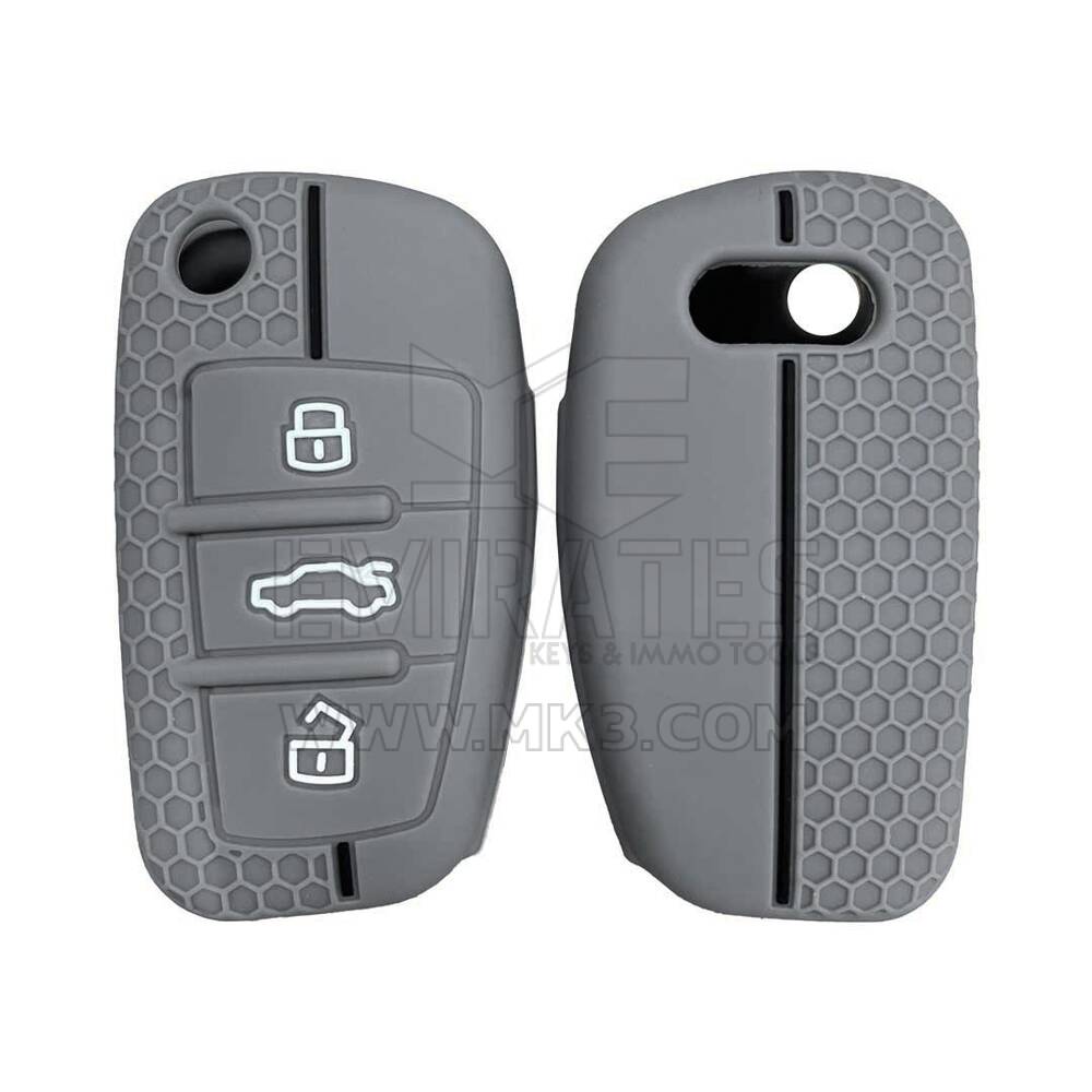 Audi Flip Remote Key 3 Düğmeler İçin Silikon Oyulmuş Kılıf