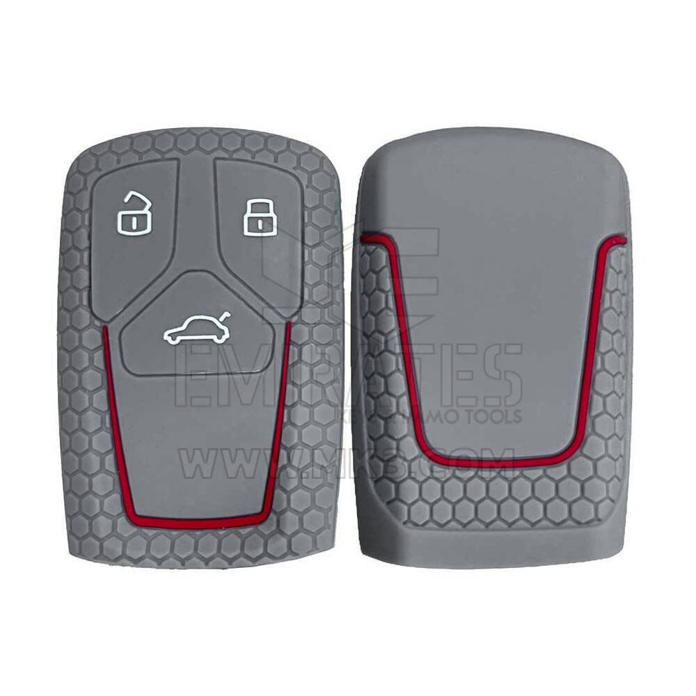 Audi Smart Remote Key 3 Düğmeler İçin Silikon Oyulmuş Kılıf