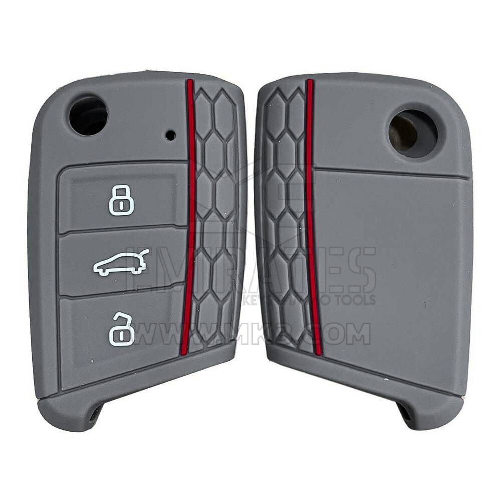 Funda de silicona grabada para Volkswagen Flip Remote Key 3 botones