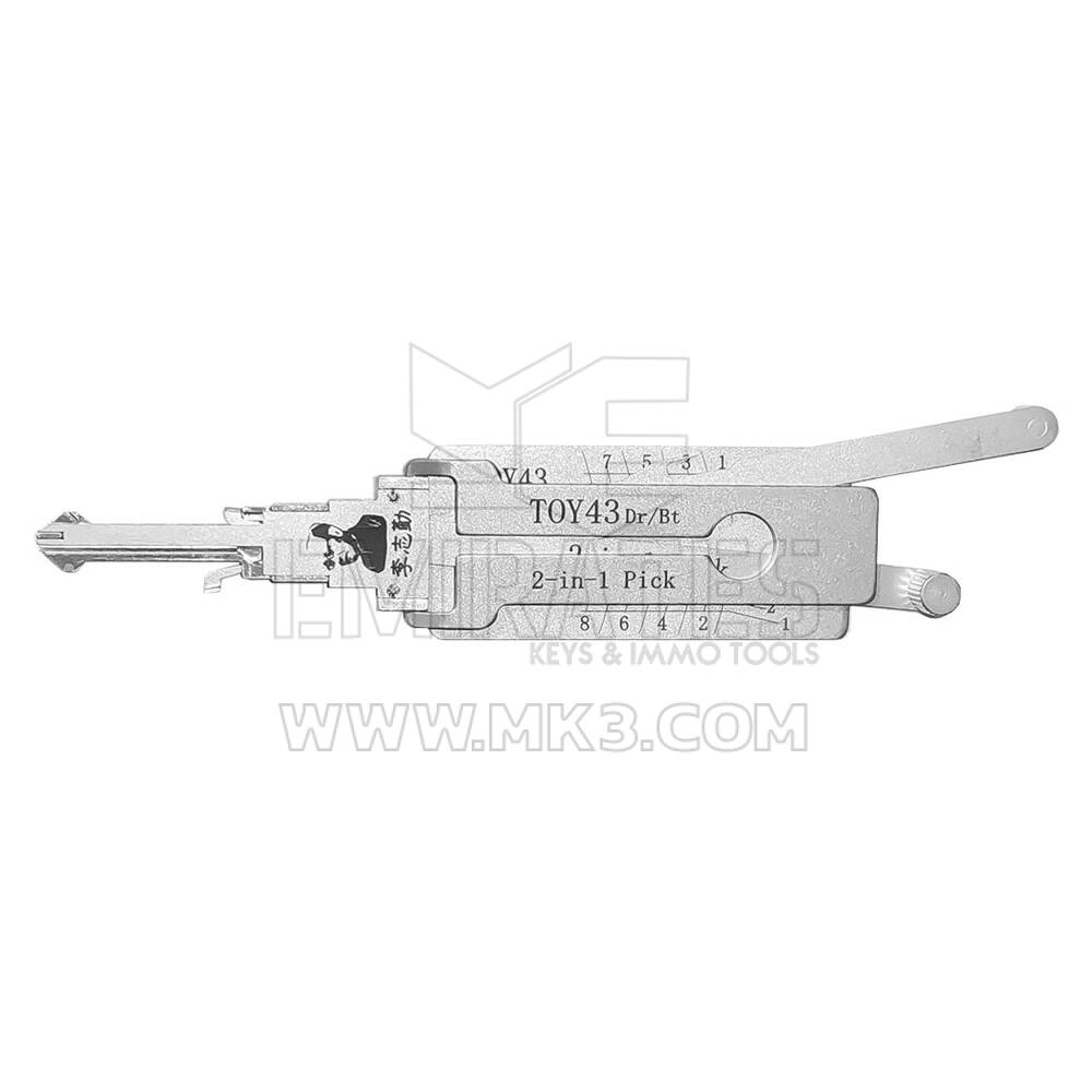 Оригинальный инструмент Lishi 2-в-1 Pick Decoder Tool TOY43-AG Toy43 -8 разрезов с разделенными пластинами Anti Glare Type