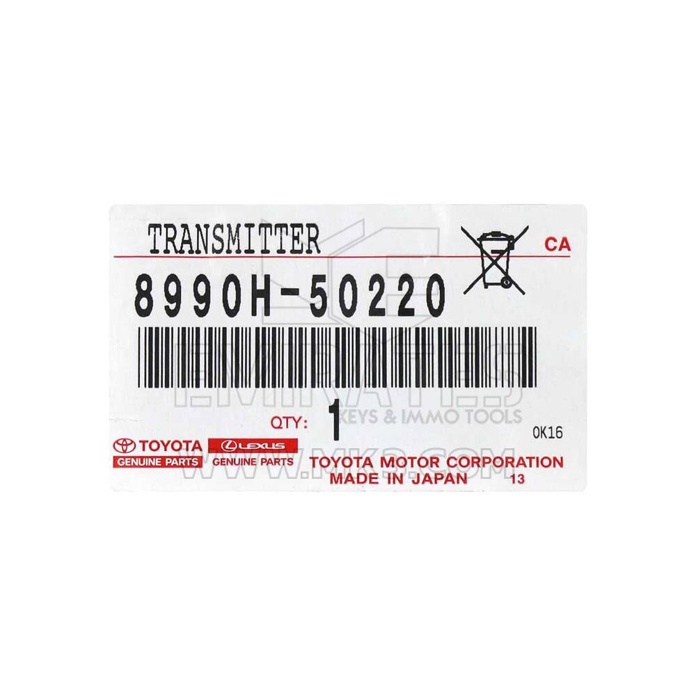 Novo Lexus ES350 2020 Genuine / OEM Smart Key Card 433MHz Transponder - ID: 8A Texas Crypto 128-bits AES, OEM Part Number: 8990H-50220 | Chaves dos Emirados