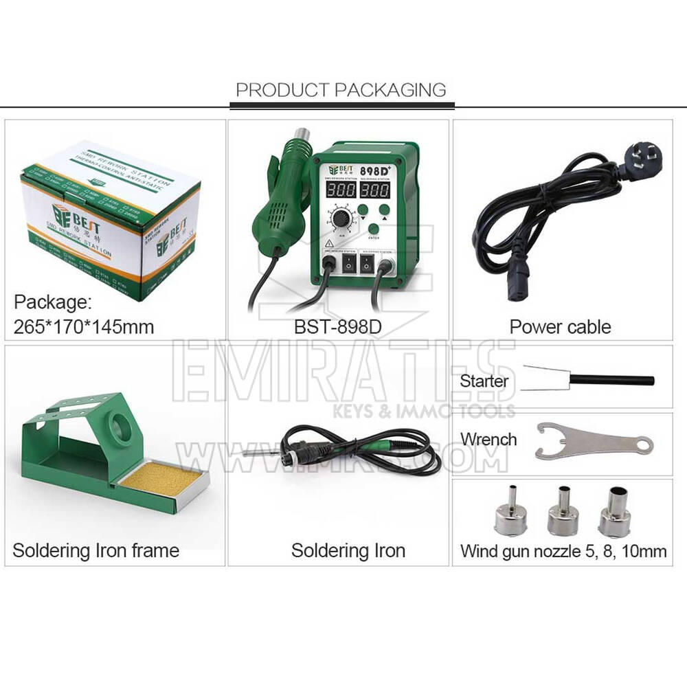BST-898D 2 In 1 SMD Rework Station  Hot Air Gun Soldering Station Welding Solder Iron For IC SMD DE soldering Rework station 220v  | Emirates Keys