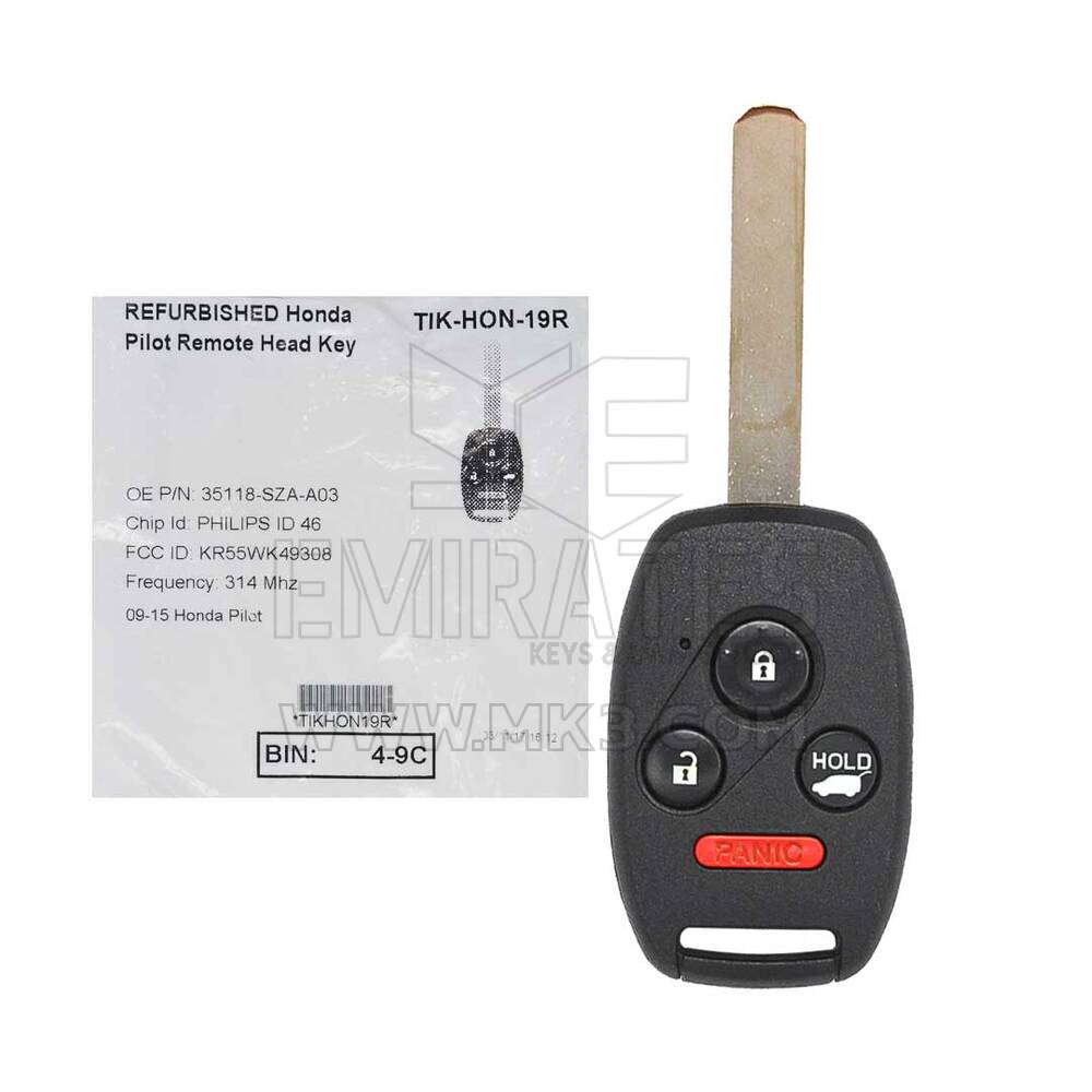 Honda Pilot 2009-2015 Genuine / OEM Remote Key 315MHz 35118-SZA-A03 35118SZAA03، FCC ID: KR55WK49308 | الإمارات للمفاتيح