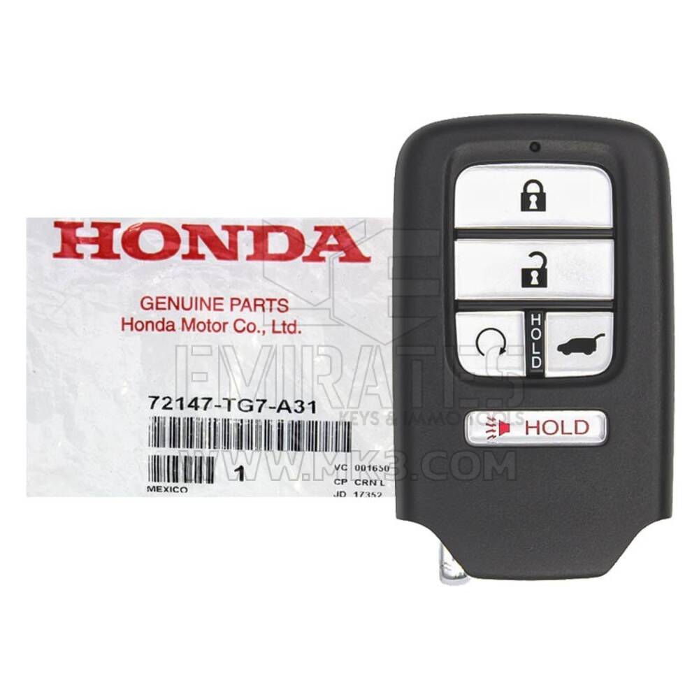 Honda Pilot 2016-2018 Genuine/OEM Smart Key Remote 5 botones 433MHz 72147-TG7-A11 72147-TG7-A31, FCC ID: KR5V2X V44 | Claves de los Emiratos