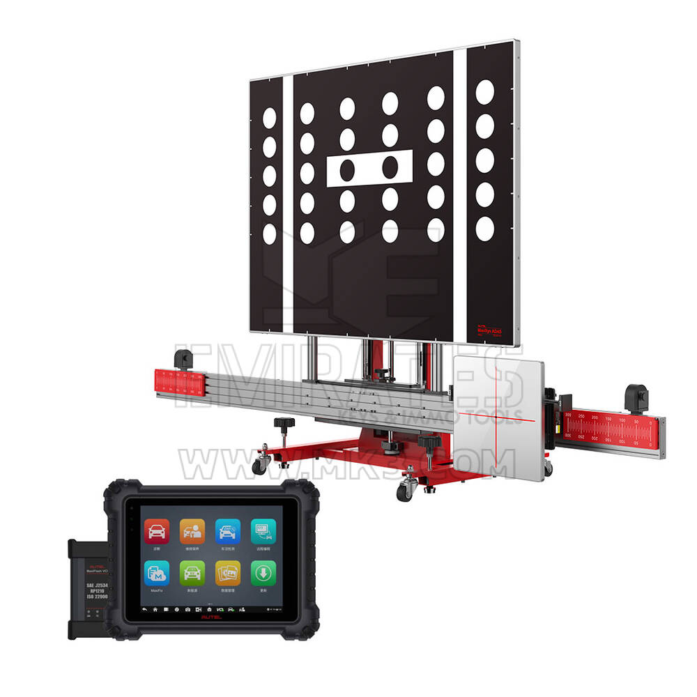 Autel MAXISYS ADAS TODOS LOS SISTEMAS 2.0T Marco y herramientas de calibración ajustables + tableta de diagnóstico MaxiSys MS909