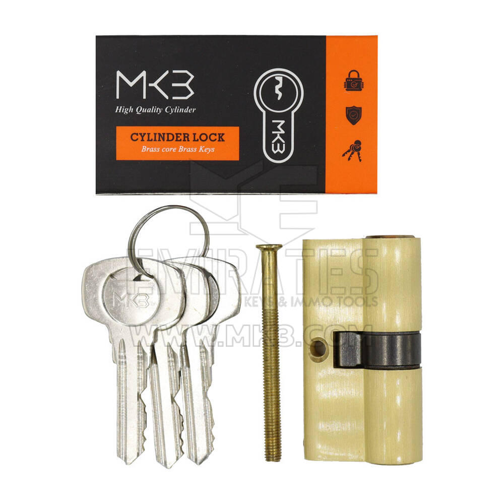 New High Quality Best Price Pure Brass Cylinder with 3 pcs Brass Normal Keys, PB Size 60mm | Emirates Keys