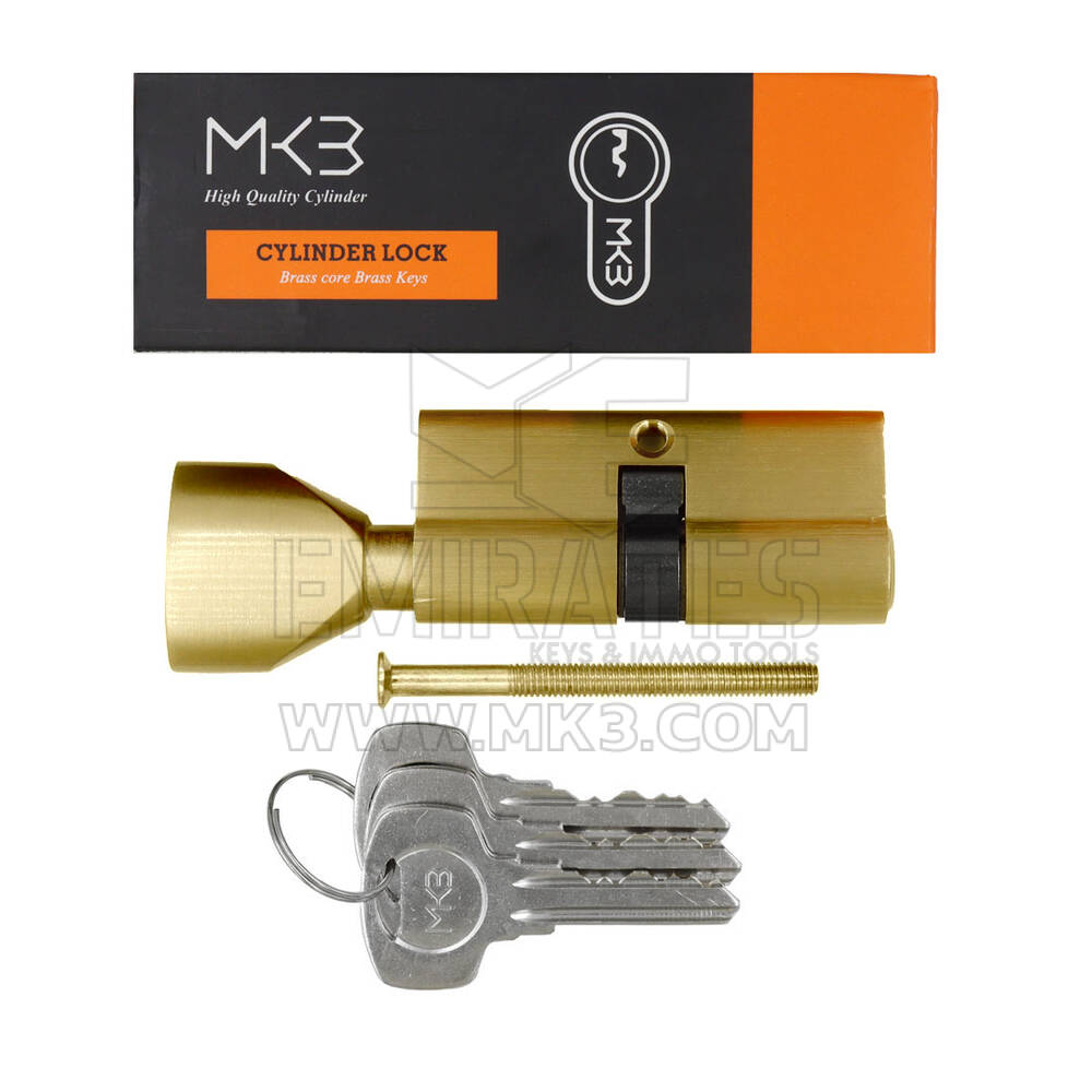 New High Quality Best Price Pure Brass Cylinder with 3 pcs Brass Normal Keys, PB Size 70mm | Emirates Keys